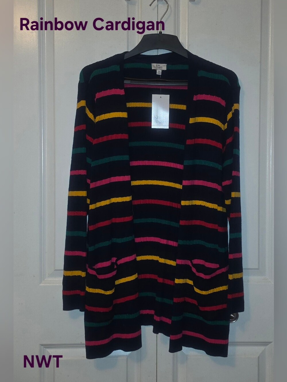 Kim Rogers
Size 1X Rainbow Striped Cardigan Plus Size Long Sleeve Open Front NWT